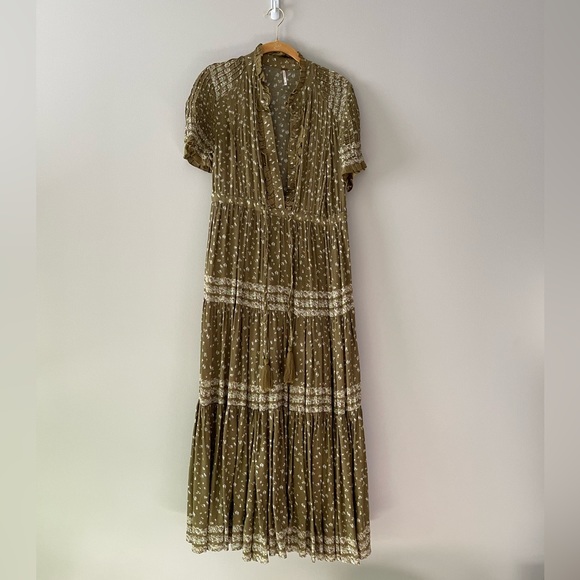 Free People RARE FEELINGS Maxi Green Dress - Picture 4 of 9